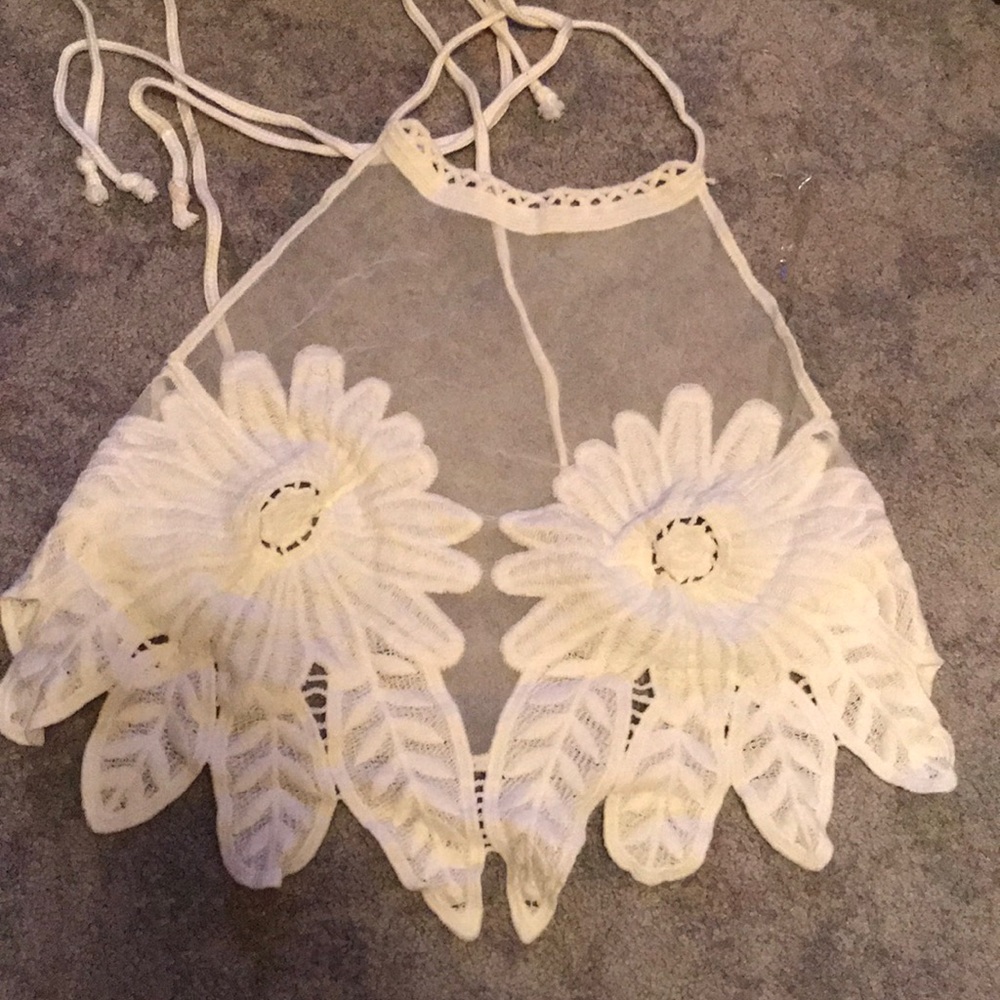Open back mesh crop top